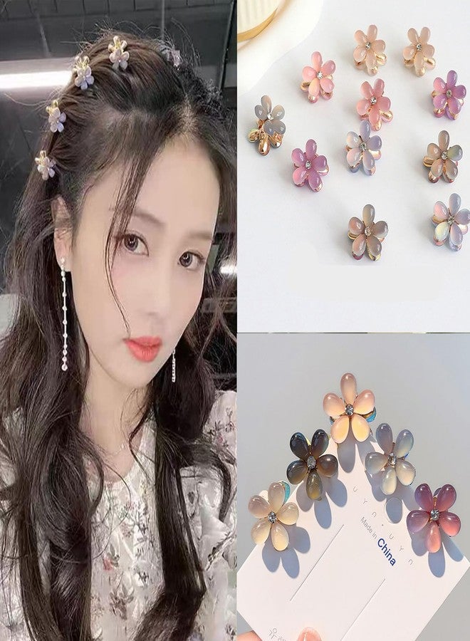 أسفيرز مشابك شعر صغيرة مزينة بالكريستال للنساء والفتيات، 20 قطعة من إكسسوارات الشعر بتصميم زهرة عين القطة المتدرجة (وردي) - Image 5